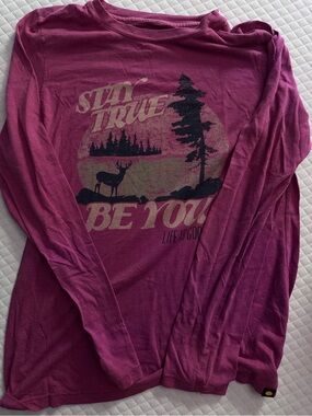 Life Is Good Women's Long Sleeve 'Stay True Be You' Graphic Tee - Berry Pink